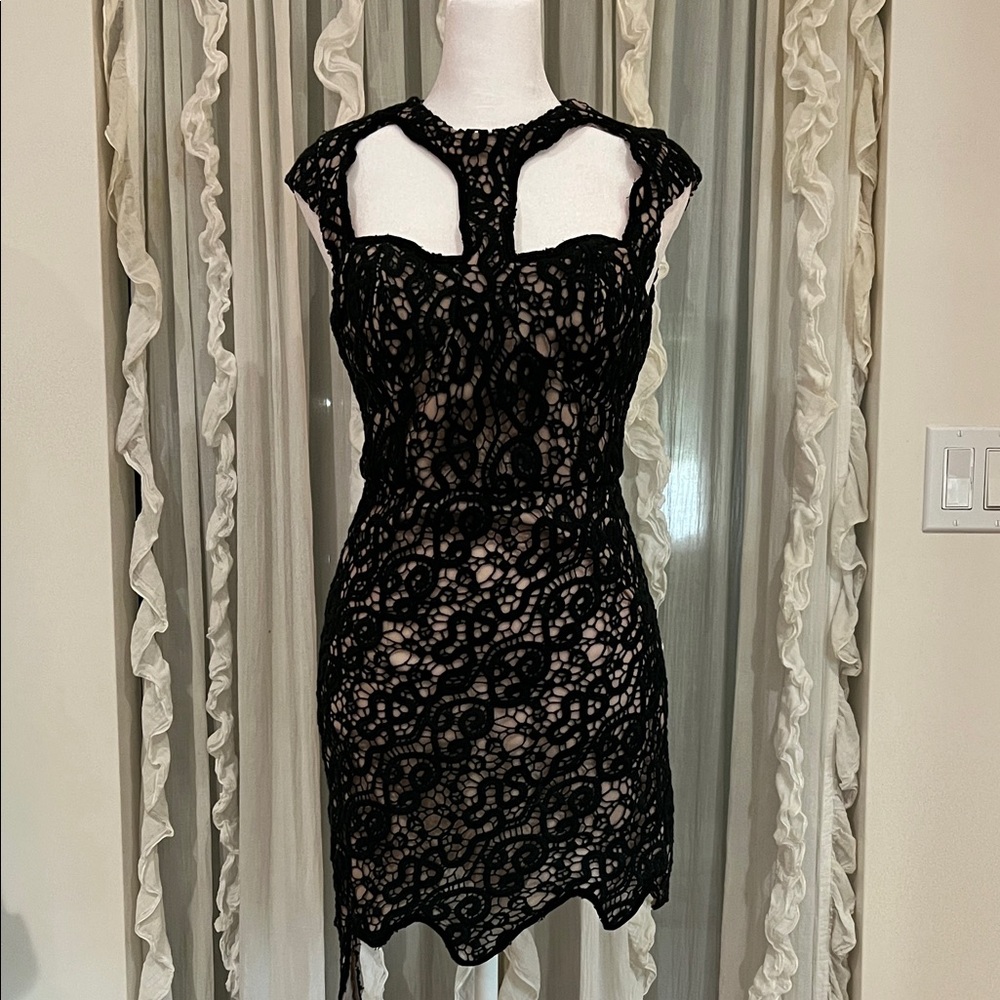 Backless Black Lace Dress